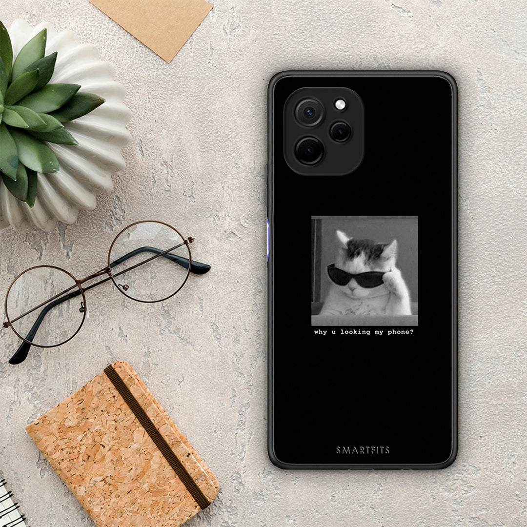 Θήκη Huawei Nova Y61 Meme Cat από τη Smartfits με σχέδιο στο πίσω μέρος και μαύρο περίβλημα | Huawei Nova Y61 Meme Cat Case with Colorful Back and Black Bezels