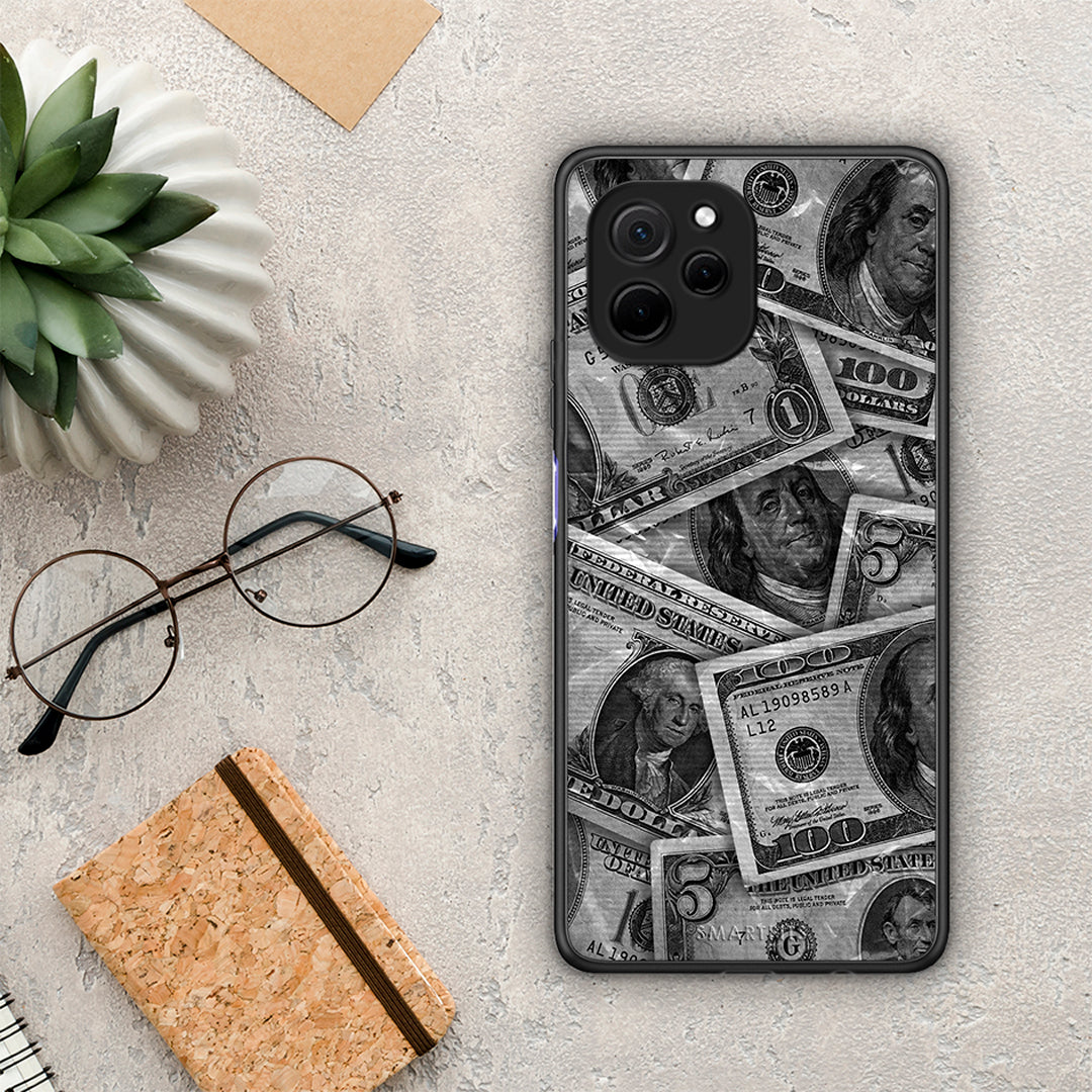 Θήκη Huawei Nova Y61 Money Dollars από τη Smartfits με σχέδιο στο πίσω μέρος και μαύρο περίβλημα | Huawei Nova Y61 Money Dollars Case with Colorful Back and Black Bezels