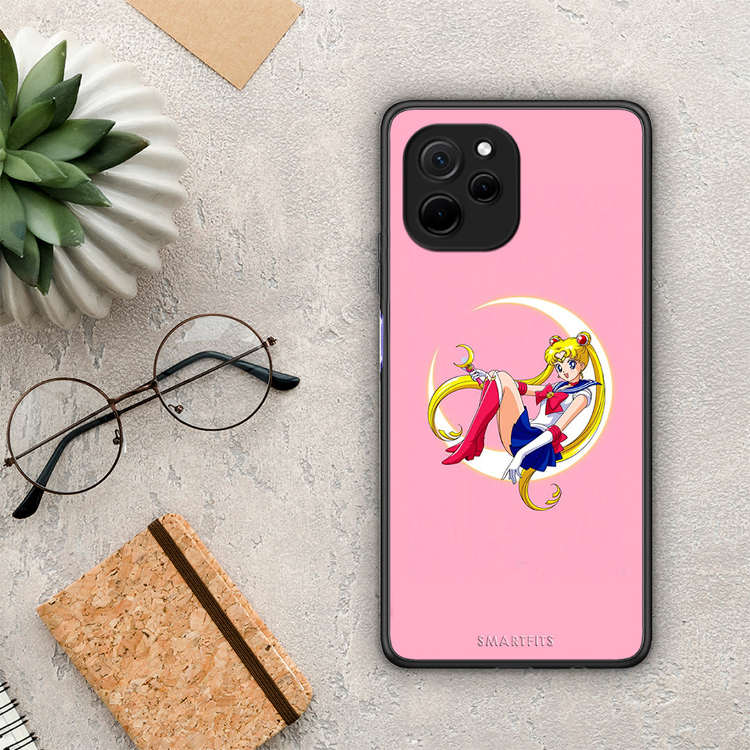 Θήκη Huawei Nova Y61 Moon Girl από τη Smartfits με σχέδιο στο πίσω μέρος και μαύρο περίβλημα | Huawei Nova Y61 Moon Girl Case with Colorful Back and Black Bezels