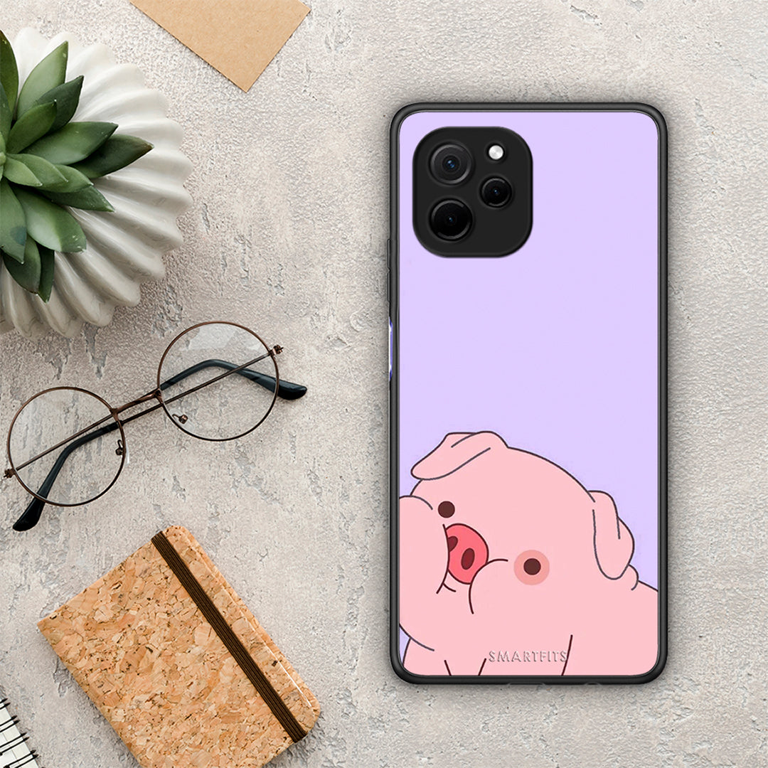 Θήκη Huawei Nova Y61 Pig Love 2 από τη Smartfits με σχέδιο στο πίσω μέρος και μαύρο περίβλημα | Huawei Nova Y61 Pig Love 2 Case with Colorful Back and Black Bezels