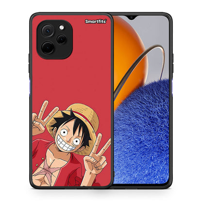 Θήκη Huawei Nova Y61 Pirate Luffy από τη Smartfits με σχέδιο στο πίσω μέρος και μαύρο περίβλημα | Huawei Nova Y61 Pirate Luffy Case with Colorful Back and Black Bezels