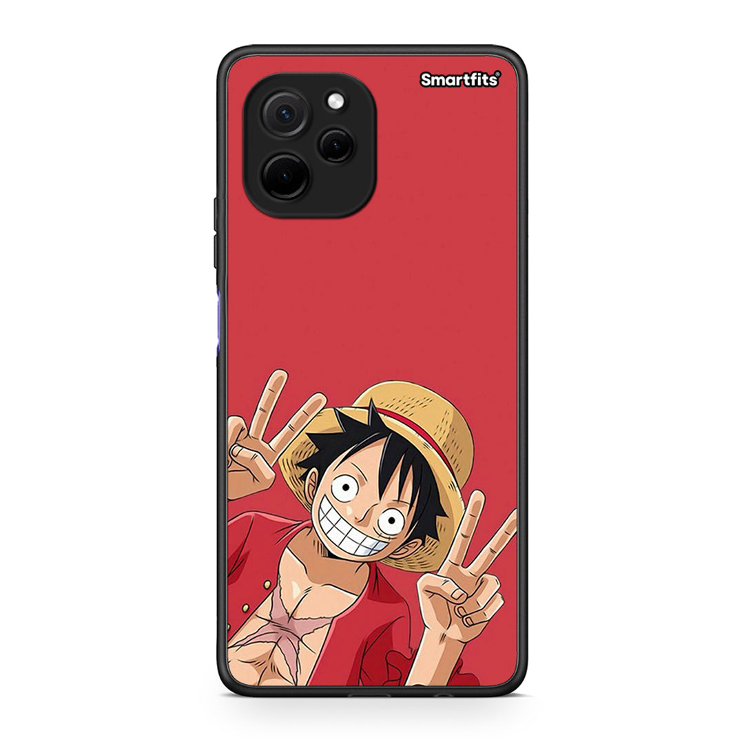 Θήκη Huawei Nova Y61 Pirate Luffy από τη Smartfits με σχέδιο στο πίσω μέρος και μαύρο περίβλημα | Huawei Nova Y61 Pirate Luffy Case with Colorful Back and Black Bezels