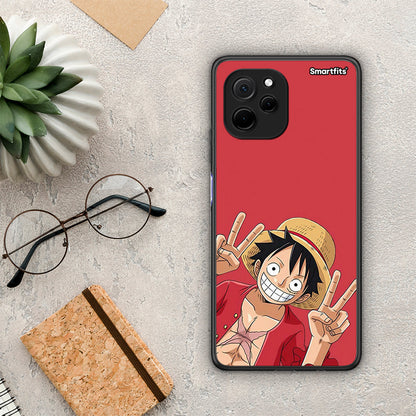 Θήκη Huawei Nova Y61 Pirate Luffy από τη Smartfits με σχέδιο στο πίσω μέρος και μαύρο περίβλημα | Huawei Nova Y61 Pirate Luffy Case with Colorful Back and Black Bezels