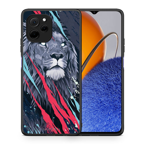 Θήκη Huawei Nova Y61 PopArt Lion Designer από τη Smartfits με σχέδιο στο πίσω μέρος και μαύρο περίβλημα | Huawei Nova Y61 PopArt Lion Designer Case with Colorful Back and Black Bezels