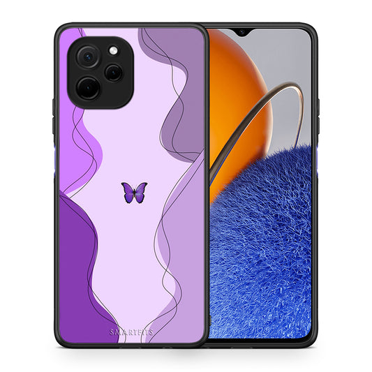 Θήκη Huawei Nova Y61 Purple Mariposa από τη Smartfits με σχέδιο στο πίσω μέρος και μαύρο περίβλημα | Huawei Nova Y61 Purple Mariposa Case with Colorful Back and Black Bezels