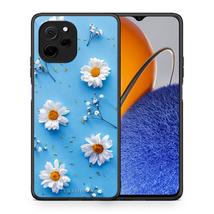 Θήκη Huawei Nova Y61 Real Daisies από τη Smartfits με σχέδιο στο πίσω μέρος και μαύρο περίβλημα | Huawei Nova Y61 Real Daisies Case with Colorful Back and Black Bezels