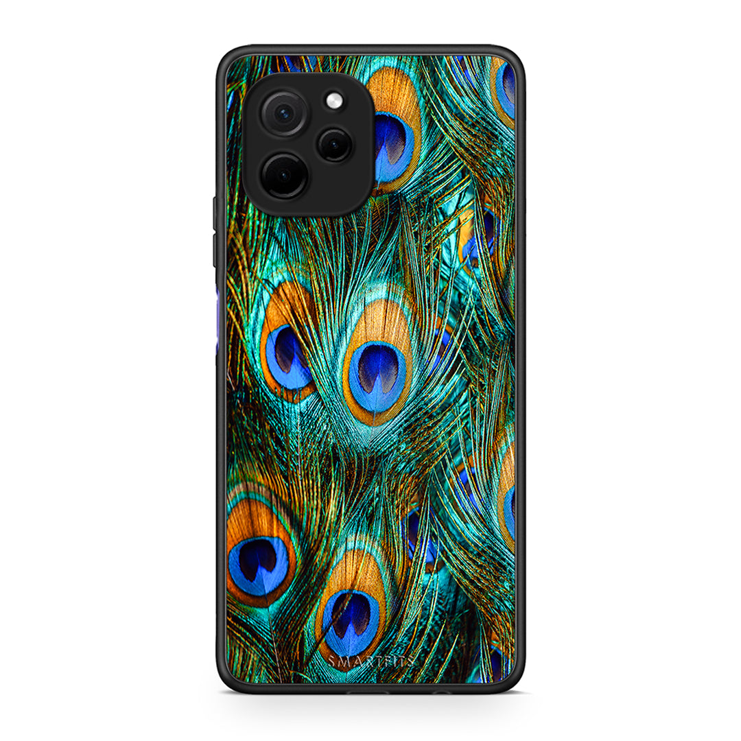 Θήκη Huawei Nova Y61 Real Peacock Feathers από τη Smartfits με σχέδιο στο πίσω μέρος και μαύρο περίβλημα | Huawei Nova Y61 Real Peacock Feathers Case with Colorful Back and Black Bezels