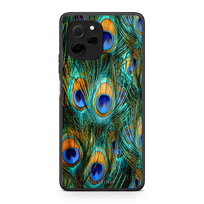 Θήκη Huawei Nova Y61 Real Peacock Feathers από τη Smartfits με σχέδιο στο πίσω μέρος και μαύρο περίβλημα | Huawei Nova Y61 Real Peacock Feathers Case with Colorful Back and Black Bezels