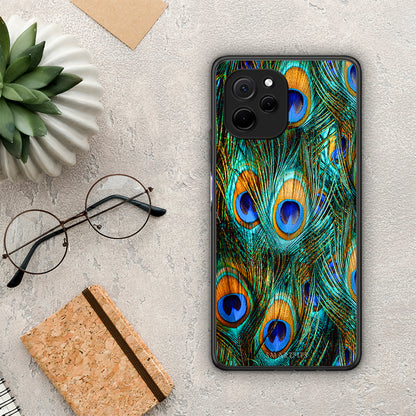 Θήκη Huawei Nova Y61 Real Peacock Feathers από τη Smartfits με σχέδιο στο πίσω μέρος και μαύρο περίβλημα | Huawei Nova Y61 Real Peacock Feathers Case with Colorful Back and Black Bezels