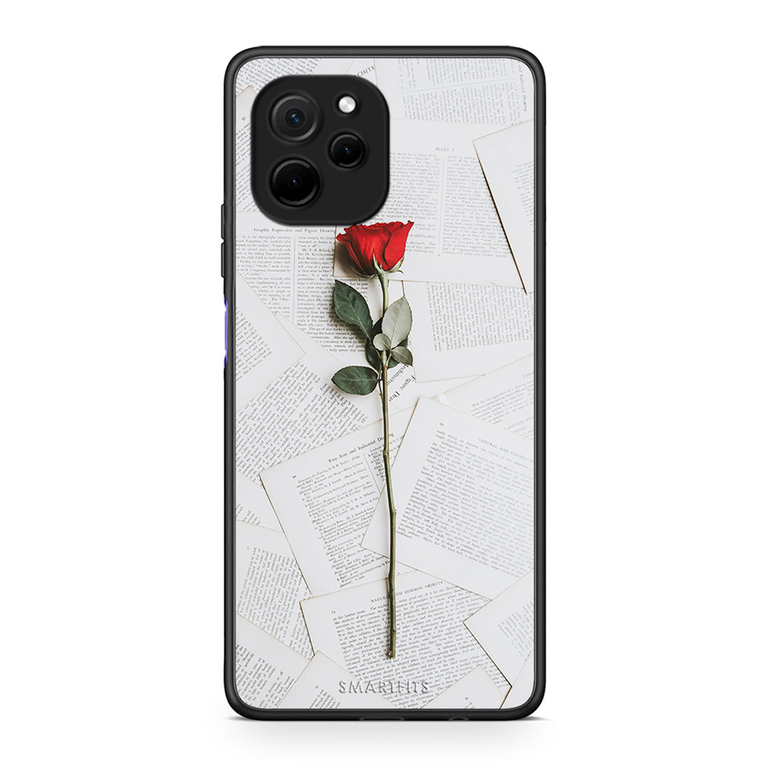 Θήκη Huawei Nova Y61 Red Rose από τη Smartfits με σχέδιο στο πίσω μέρος και μαύρο περίβλημα | Huawei Nova Y61 Red Rose Case with Colorful Back and Black Bezels