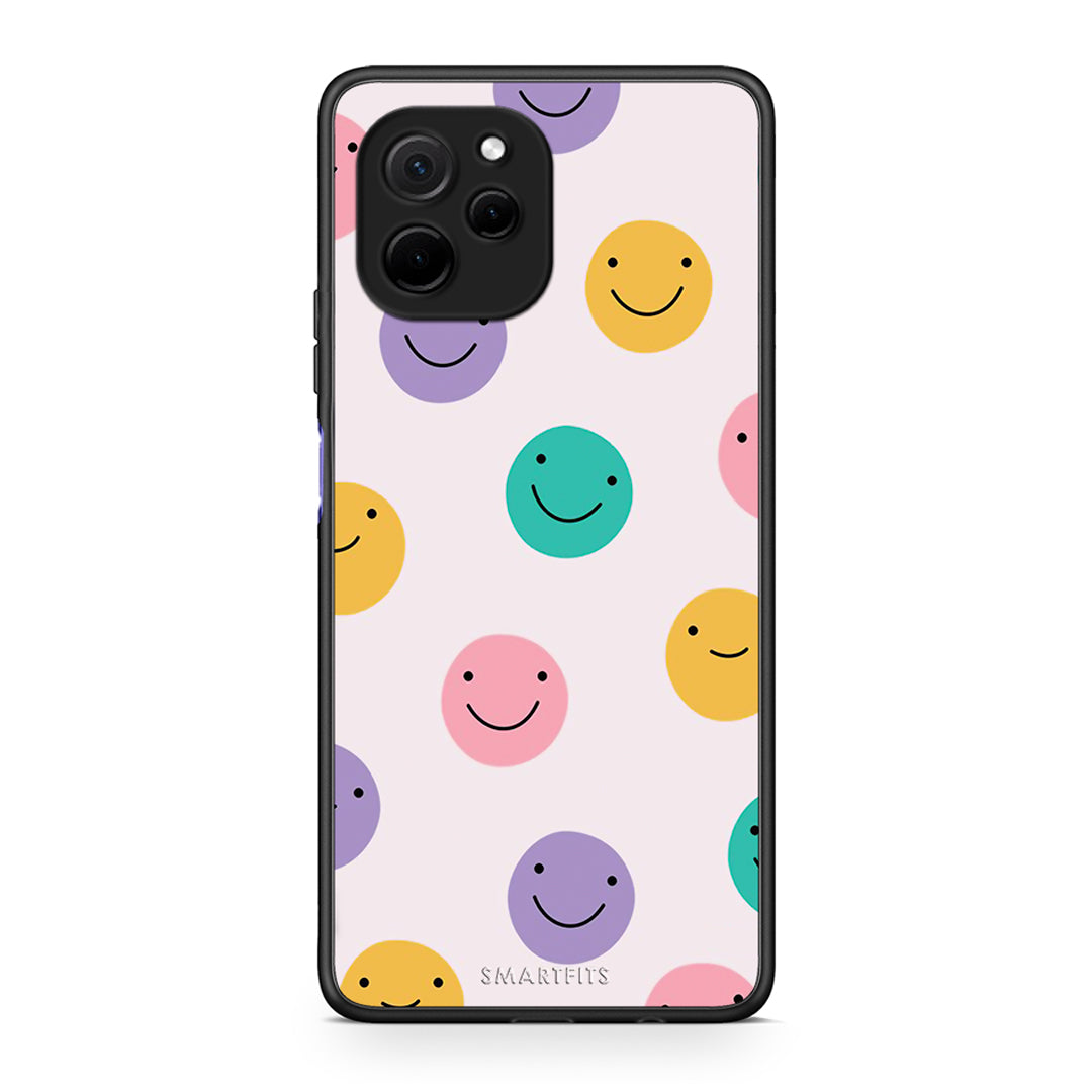 Θήκη Huawei Nova Y61 Smiley Faces από τη Smartfits με σχέδιο στο πίσω μέρος και μαύρο περίβλημα | Huawei Nova Y61 Smiley Faces Case with Colorful Back and Black Bezels