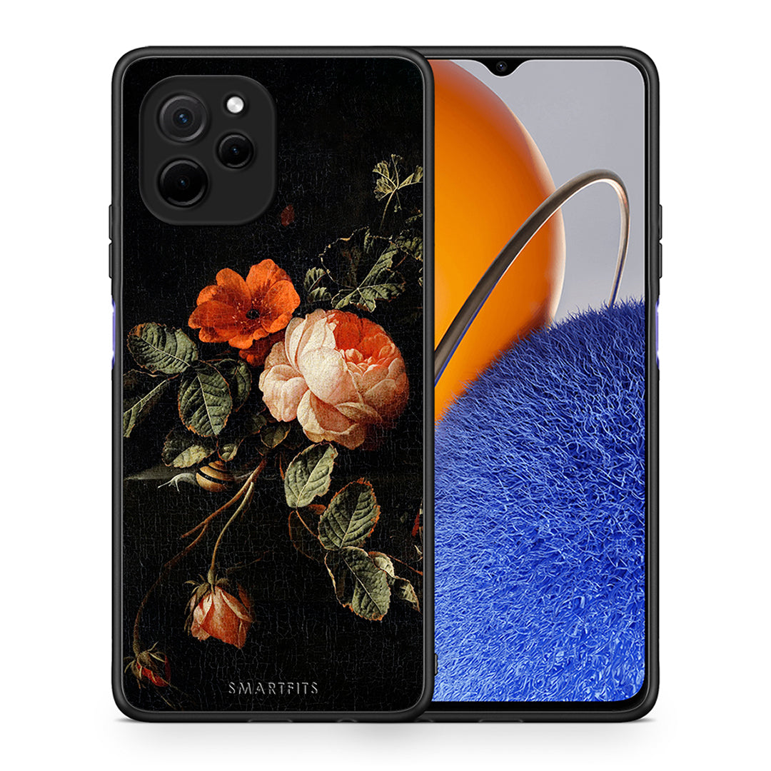Θήκη Huawei Nova Y61 Vintage Roses από τη Smartfits με σχέδιο στο πίσω μέρος και μαύρο περίβλημα | Huawei Nova Y61 Vintage Roses Case with Colorful Back and Black Bezels