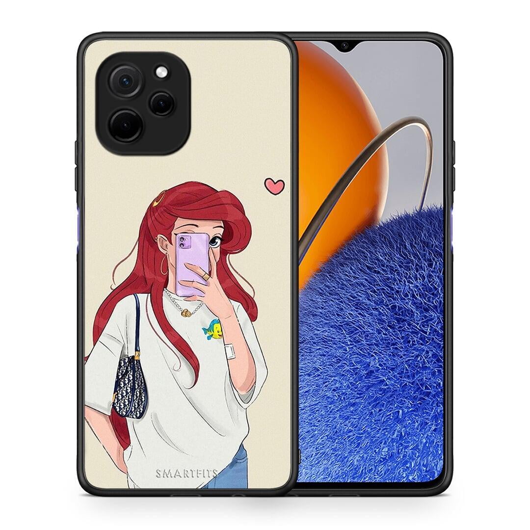 Θήκη Huawei Nova Y61 Walking Mermaid από τη Smartfits με σχέδιο στο πίσω μέρος και μαύρο περίβλημα | Huawei Nova Y61 Walking Mermaid Case with Colorful Back and Black Bezels