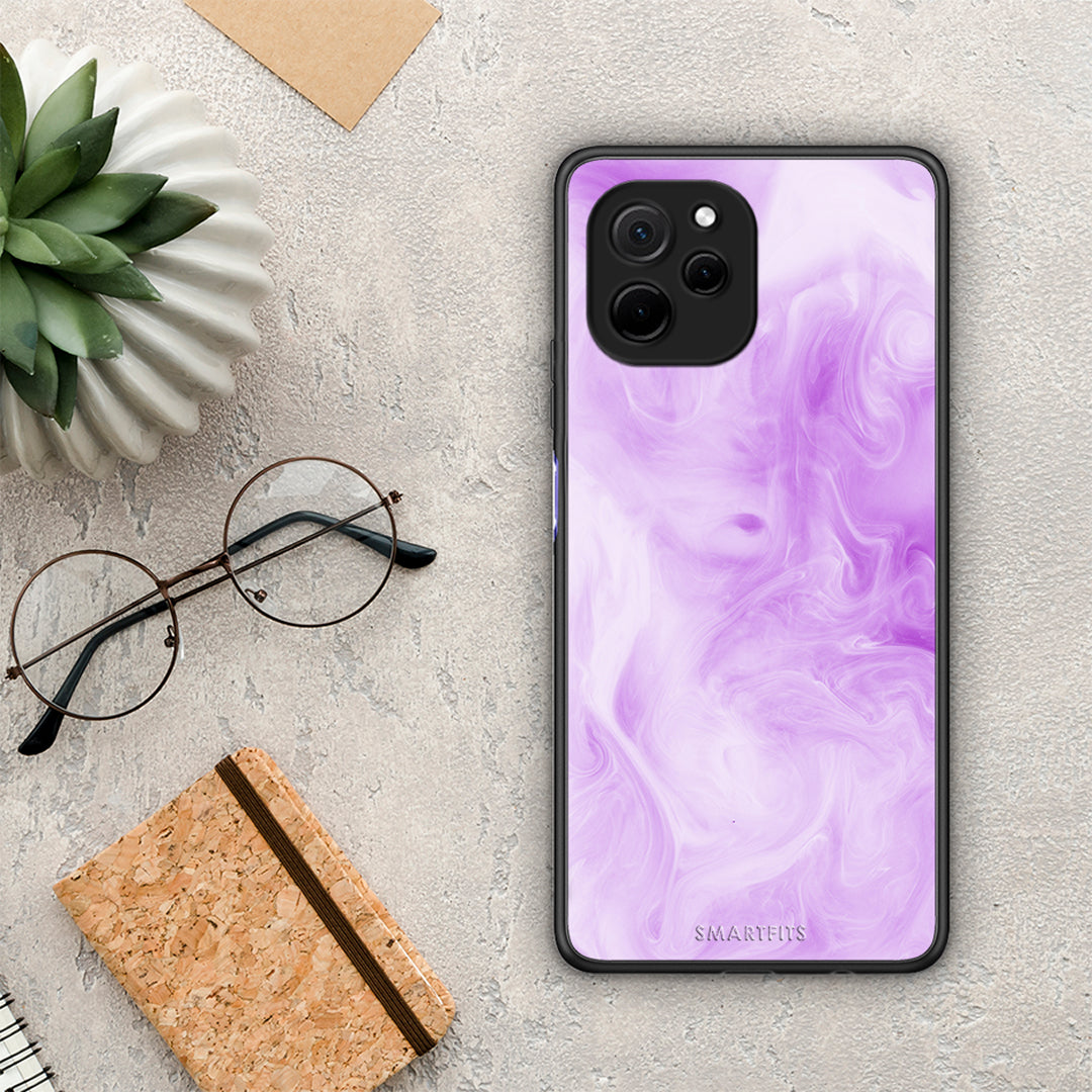 Θήκη Huawei Nova Y61 Watercolor Lavender από τη Smartfits με σχέδιο στο πίσω μέρος και μαύρο περίβλημα | Huawei Nova Y61 Watercolor Lavender Case with Colorful Back and Black Bezels