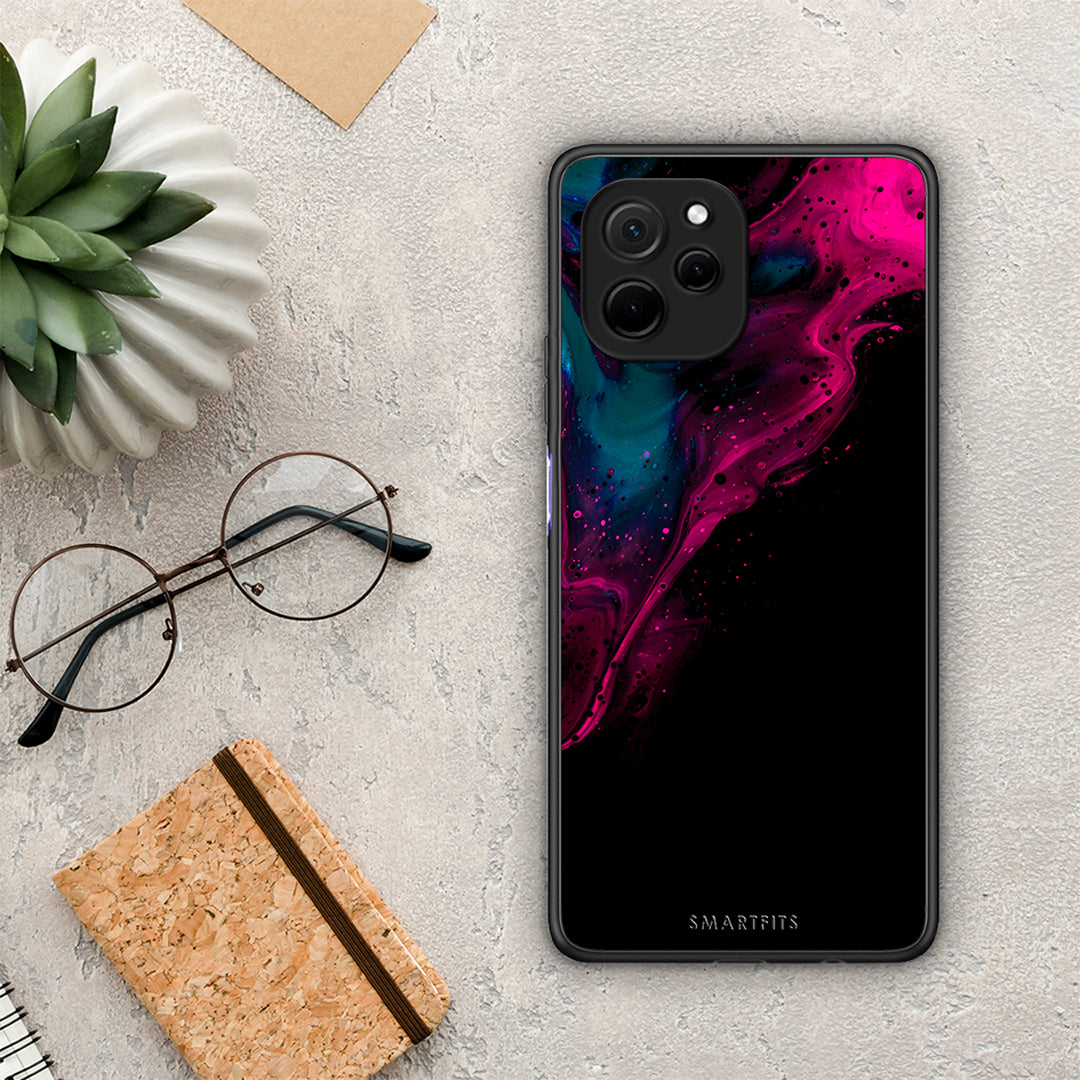 Θήκη Huawei Nova Y61 Watercolor Pink Black από τη Smartfits με σχέδιο στο πίσω μέρος και μαύρο περίβλημα | Huawei Nova Y61 Watercolor Pink Black Case with Colorful Back and Black Bezels