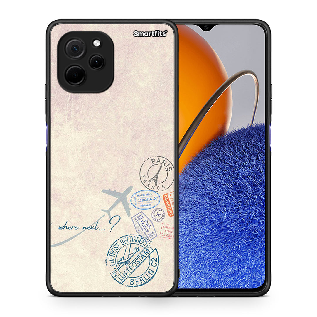 Θήκη Huawei Nova Y61 Where Next από τη Smartfits με σχέδιο στο πίσω μέρος και μαύρο περίβλημα | Huawei Nova Y61 Where Next Case with Colorful Back and Black Bezels