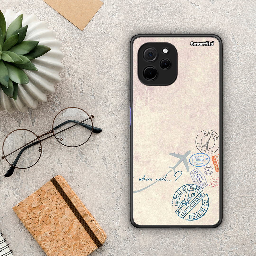 Θήκη Huawei Nova Y61 Where Next από τη Smartfits με σχέδιο στο πίσω μέρος και μαύρο περίβλημα | Huawei Nova Y61 Where Next Case with Colorful Back and Black Bezels