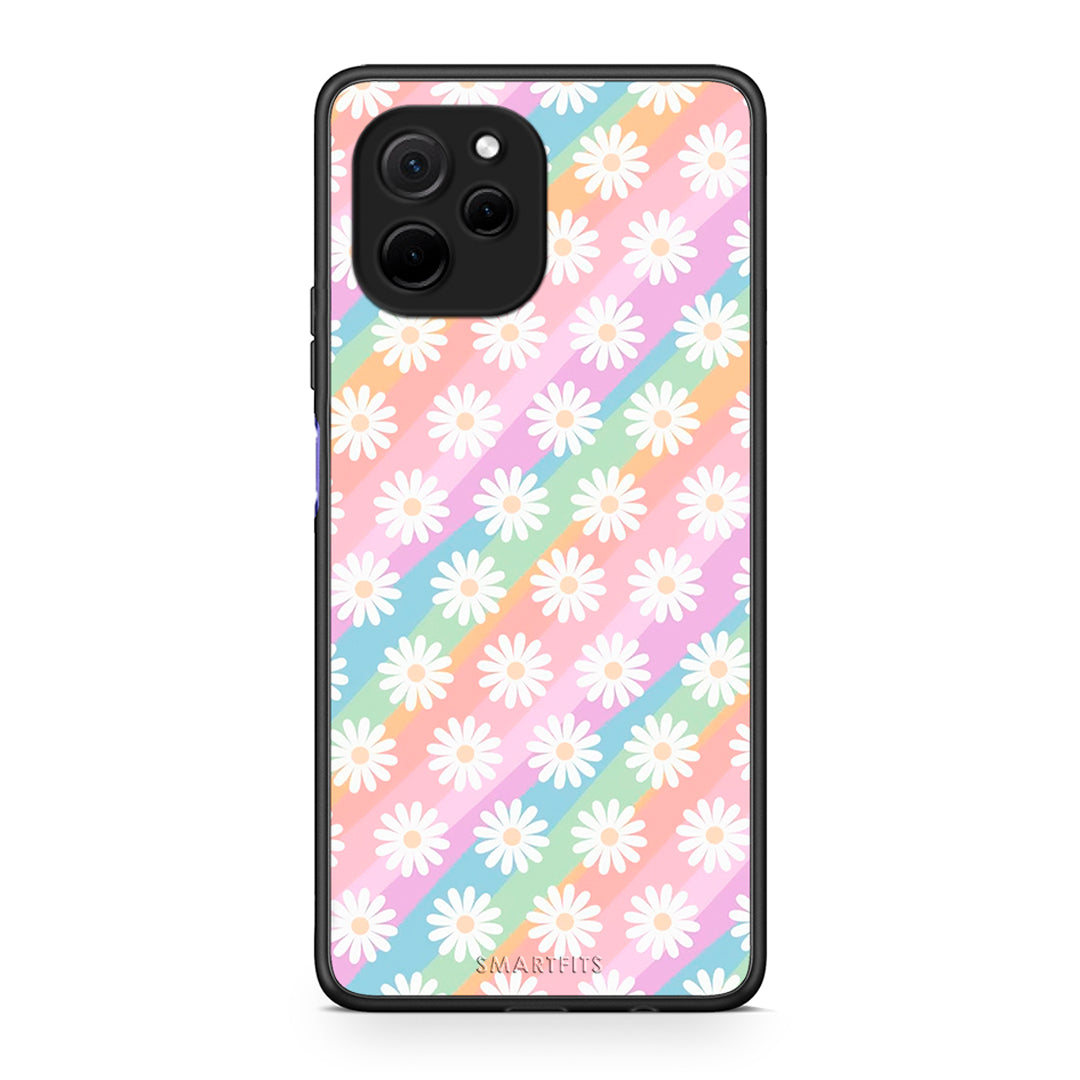 Θήκη Huawei Nova Y61 White Daisies από τη Smartfits με σχέδιο στο πίσω μέρος και μαύρο περίβλημα | Huawei Nova Y61 White Daisies Case with Colorful Back and Black Bezels