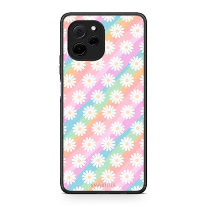 Θήκη Huawei Nova Y61 White Daisies από τη Smartfits με σχέδιο στο πίσω μέρος και μαύρο περίβλημα | Huawei Nova Y61 White Daisies Case with Colorful Back and Black Bezels