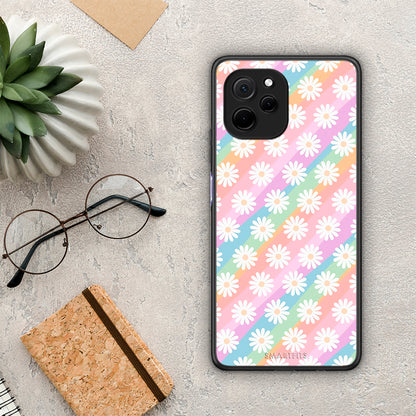 Θήκη Huawei Nova Y61 White Daisies από τη Smartfits με σχέδιο στο πίσω μέρος και μαύρο περίβλημα | Huawei Nova Y61 White Daisies Case with Colorful Back and Black Bezels