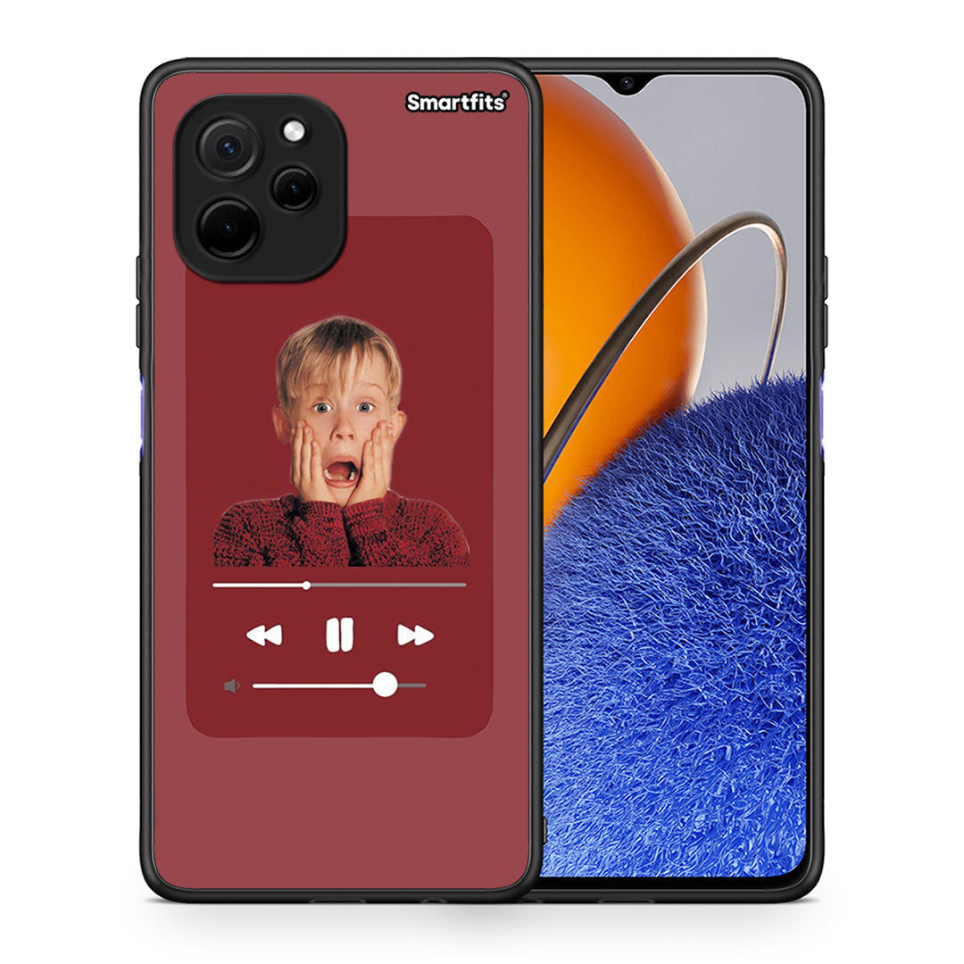 Θήκη Huawei Nova Y61 Xmas Alone Music από τη Smartfits με σχέδιο στο πίσω μέρος και μαύρο περίβλημα | Huawei Nova Y61 Xmas Alone Music Case with Colorful Back and Black Bezels