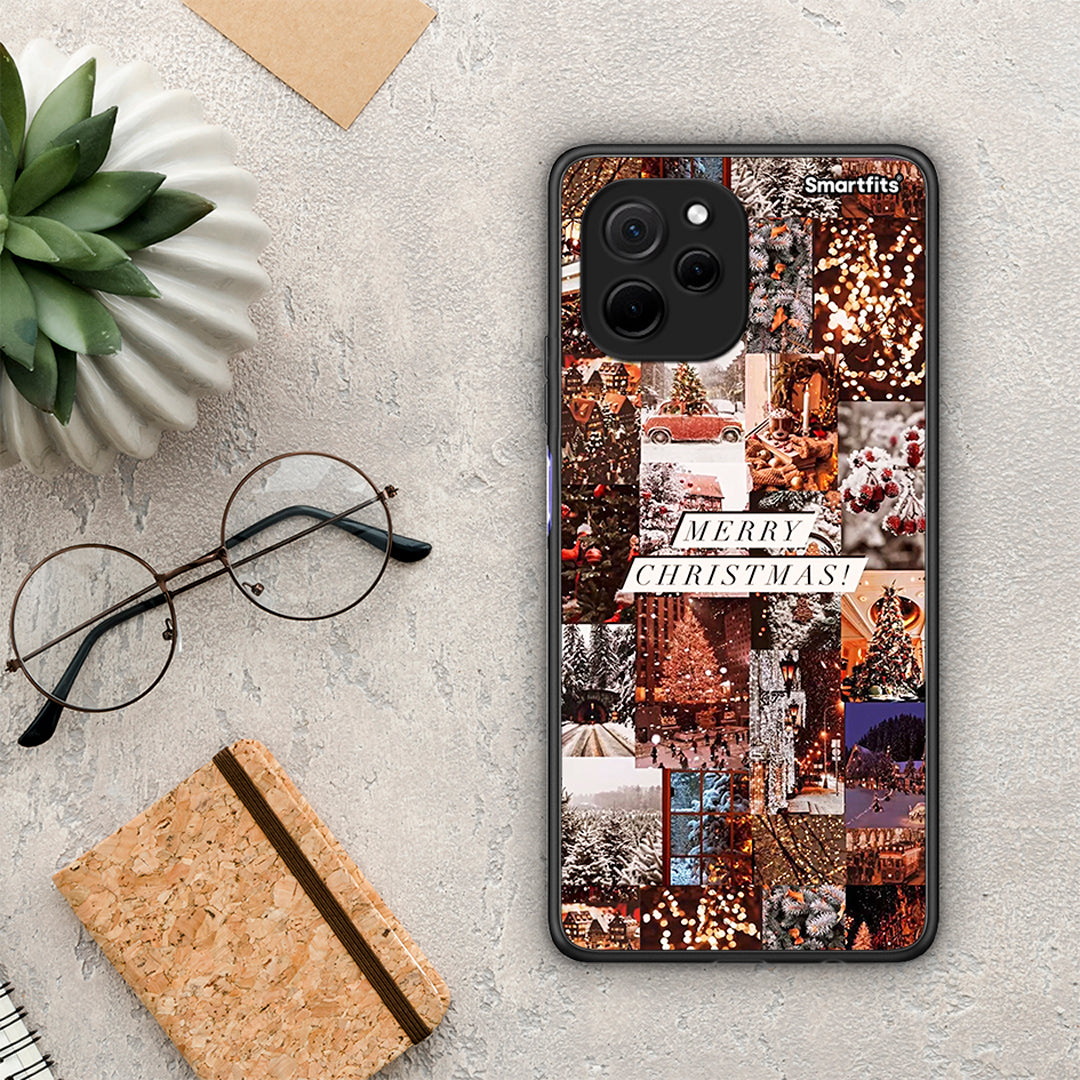 Θήκη Huawei Nova Y61 Xmas Collage από τη Smartfits με σχέδιο στο πίσω μέρος και μαύρο περίβλημα | Huawei Nova Y61 Xmas Collage Case with Colorful Back and Black Bezels