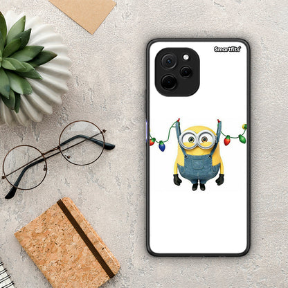 Θήκη Huawei Nova Y61 Xmas Minion Lights από τη Smartfits με σχέδιο στο πίσω μέρος και μαύρο περίβλημα | Huawei Nova Y61 Xmas Minion Lights Case with Colorful Back and Black Bezels