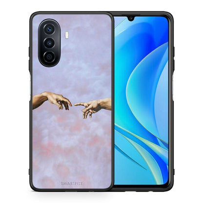 Θήκη Huawei Nova Y70 Adam Hand από τη Smartfits με σχέδιο στο πίσω μέρος και μαύρο περίβλημα | Huawei Nova Y70 Adam Hand case with colorful back and black bezels