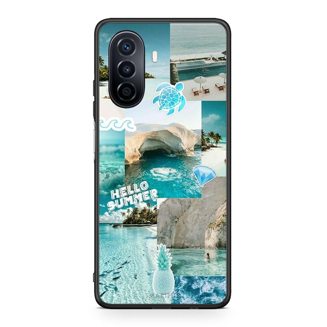 Huawei Nova Y70 Aesthetic Summer Θήκη από τη Smartfits με σχέδιο στο πίσω μέρος και μαύρο περίβλημα | Smartphone case with colorful back and black bezels by Smartfits