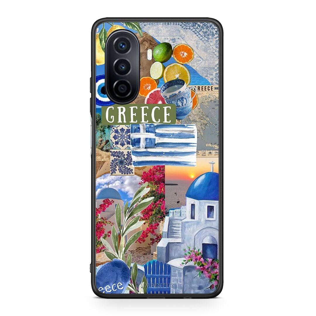 Huawei Nova Y70 All Greek Θήκη από τη Smartfits με σχέδιο στο πίσω μέρος και μαύρο περίβλημα | Smartphone case with colorful back and black bezels by Smartfits