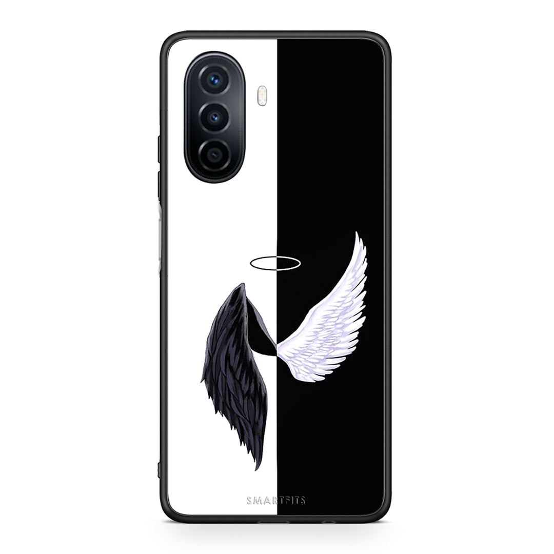 Huawei Nova Y70 Angels Demons θήκη από τη Smartfits με σχέδιο στο πίσω μέρος και μαύρο περίβλημα | Smartphone case with colorful back and black bezels by Smartfits
