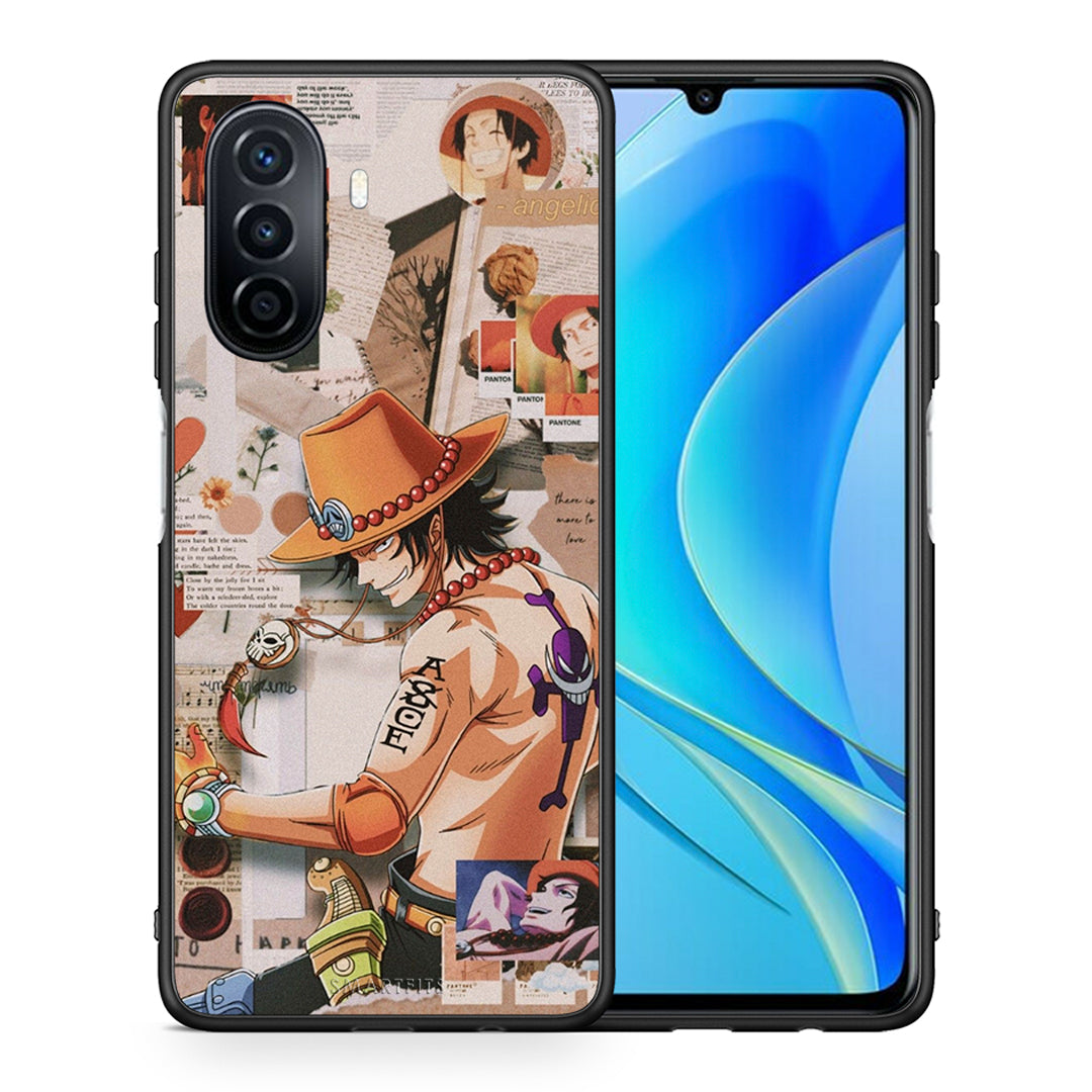 Θήκη Huawei Nova Y70 Anime Collage από τη Smartfits με σχέδιο στο πίσω μέρος και μαύρο περίβλημα | Huawei Nova Y70 Anime Collage case with colorful back and black bezels