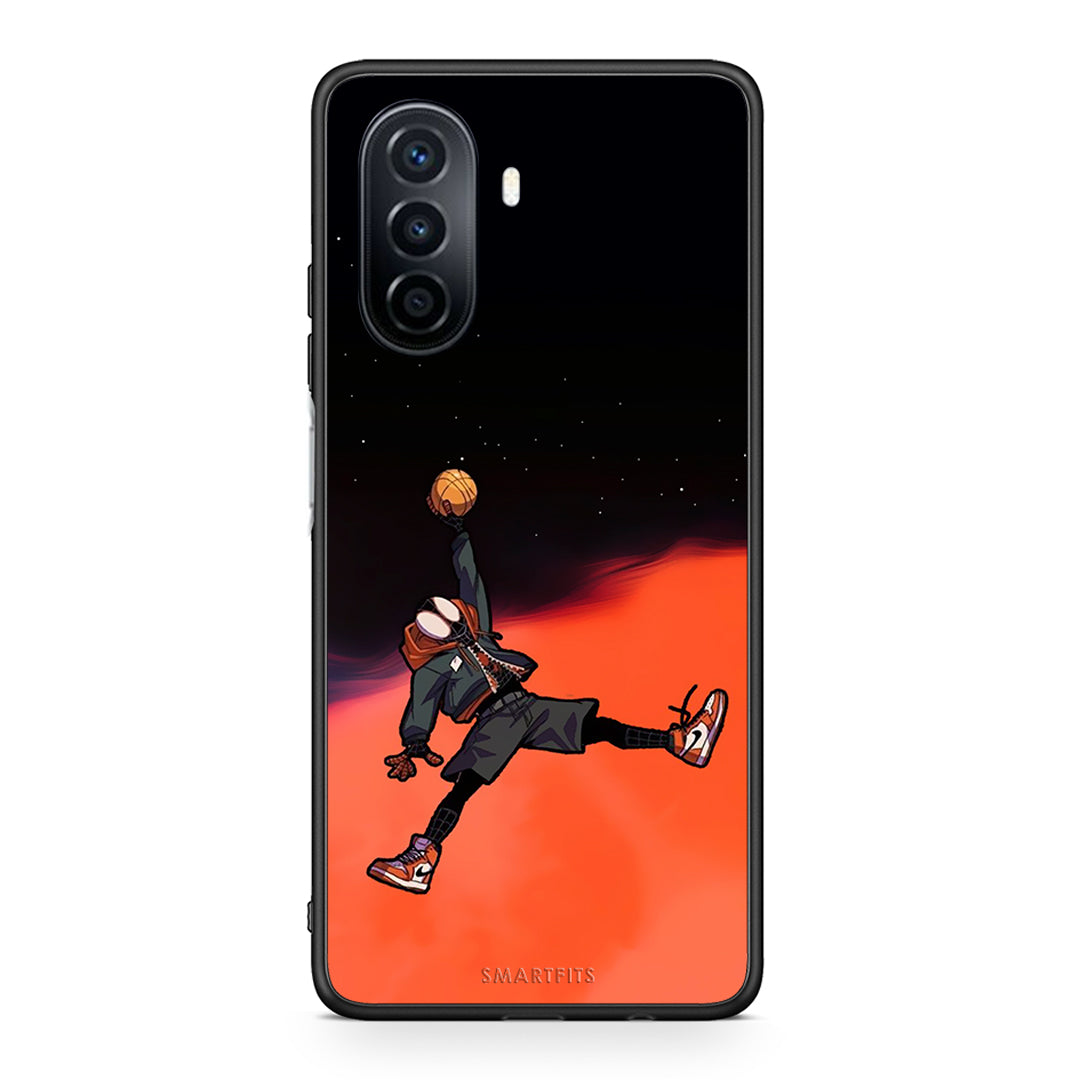 Huawei Nova Y70 Basketball Hero θήκη από τη Smartfits με σχέδιο στο πίσω μέρος και μαύρο περίβλημα | Smartphone case with colorful back and black bezels by Smartfits