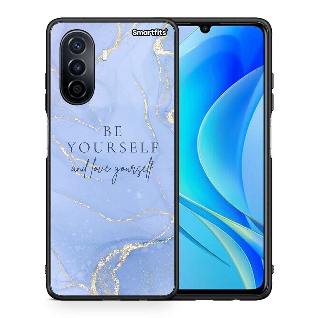 Θήκη Huawei Nova Y70 Be Yourself από τη Smartfits με σχέδιο στο πίσω μέρος και μαύρο περίβλημα | Huawei Nova Y70 Be Yourself case with colorful back and black bezels
