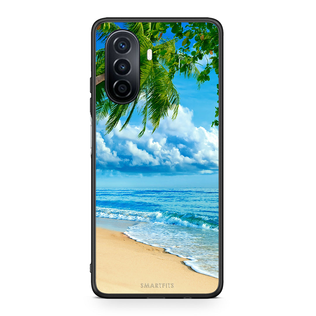 Huawei Nova Y70 Beautiful Beach θήκη από τη Smartfits με σχέδιο στο πίσω μέρος και μαύρο περίβλημα | Smartphone case with colorful back and black bezels by Smartfits