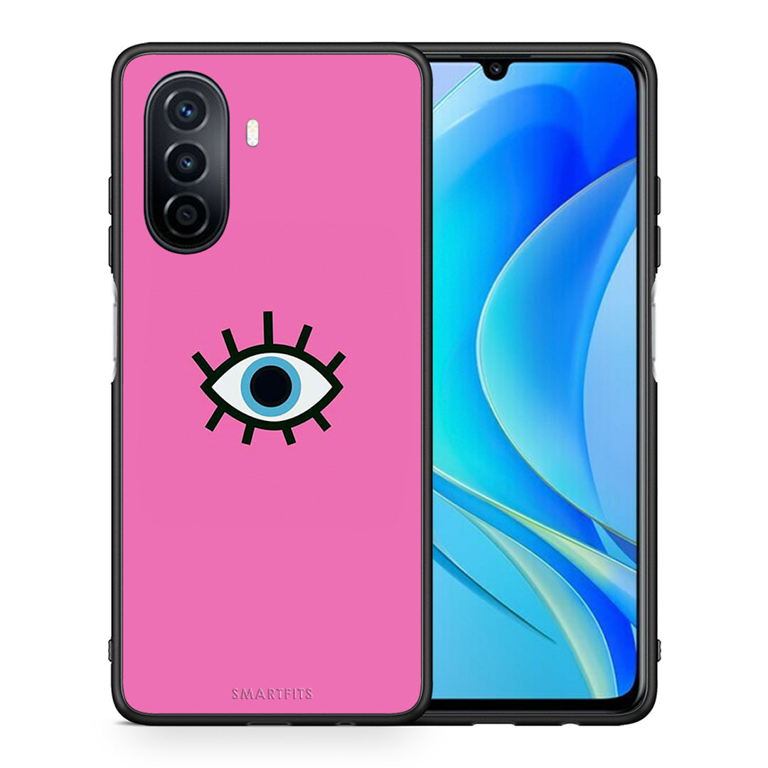 Θήκη Huawei Nova Y70 Blue Eye Pink από τη Smartfits με σχέδιο στο πίσω μέρος και μαύρο περίβλημα | Huawei Nova Y70 Blue Eye Pink case with colorful back and black bezels
