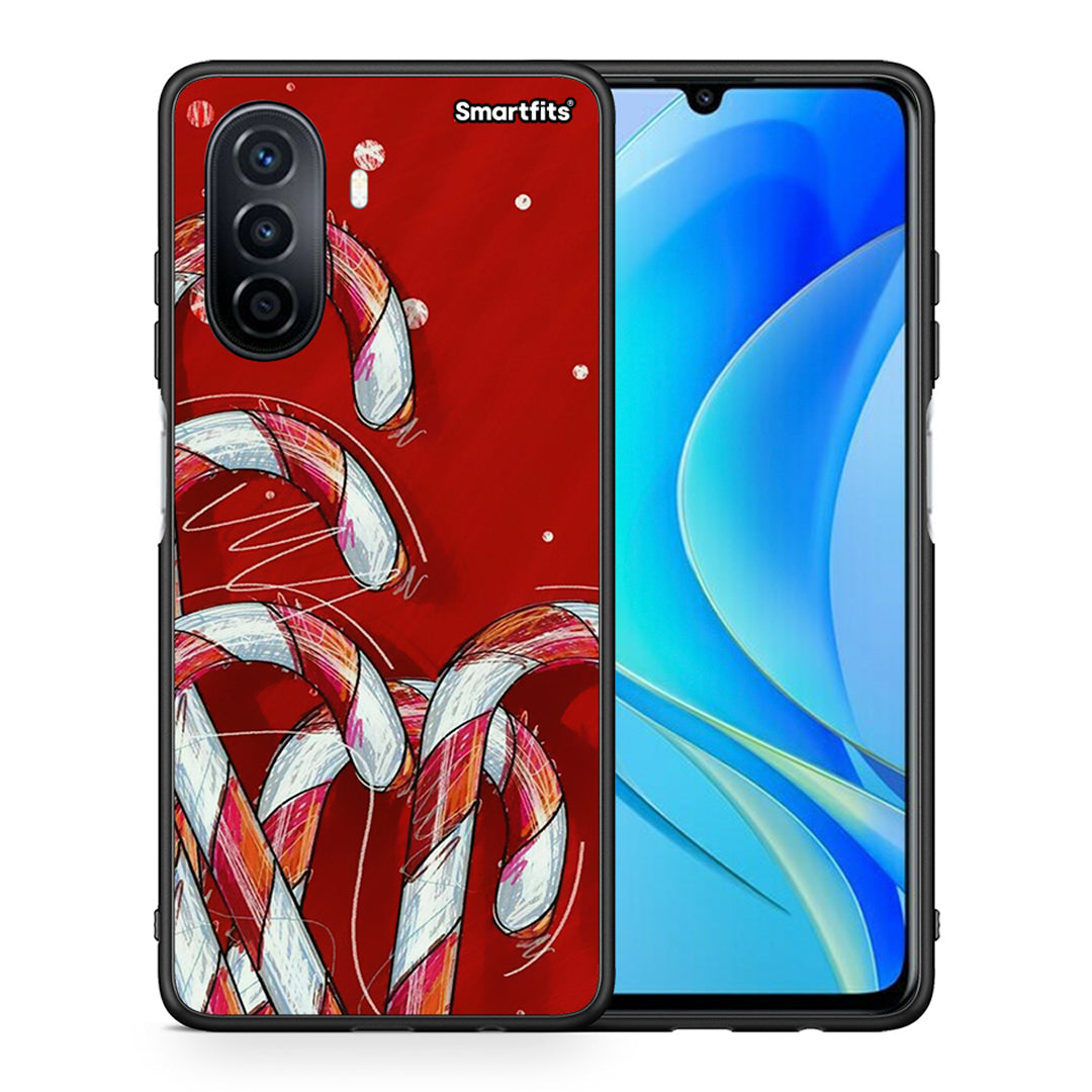 Θήκη Huawei Nova Y70 Candy Cane από τη Smartfits με σχέδιο στο πίσω μέρος και μαύρο περίβλημα | Huawei Nova Y70 Candy Cane case with colorful back and black bezels