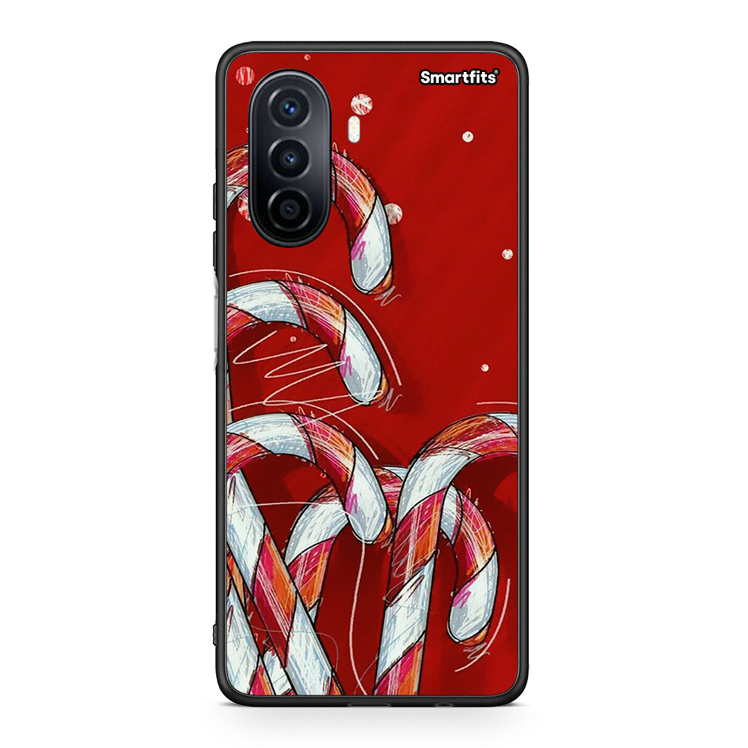 Huawei Nova Y70 Candy Cane θήκη από τη Smartfits με σχέδιο στο πίσω μέρος και μαύρο περίβλημα | Smartphone case with colorful back and black bezels by Smartfits