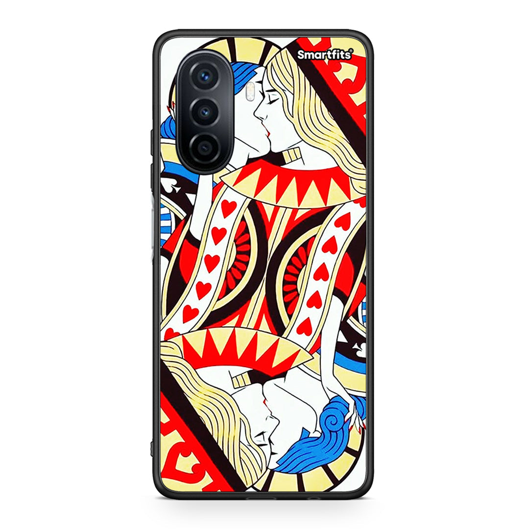 Huawei Nova Y70 Card Love θήκη από τη Smartfits με σχέδιο στο πίσω μέρος και μαύρο περίβλημα | Smartphone case with colorful back and black bezels by Smartfits