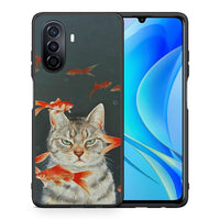 Thumbnail for Θήκη Huawei Nova Y70 Cat Goldfish από τη Smartfits με σχέδιο στο πίσω μέρος και μαύρο περίβλημα | Huawei Nova Y70 Cat Goldfish case with colorful back and black bezels