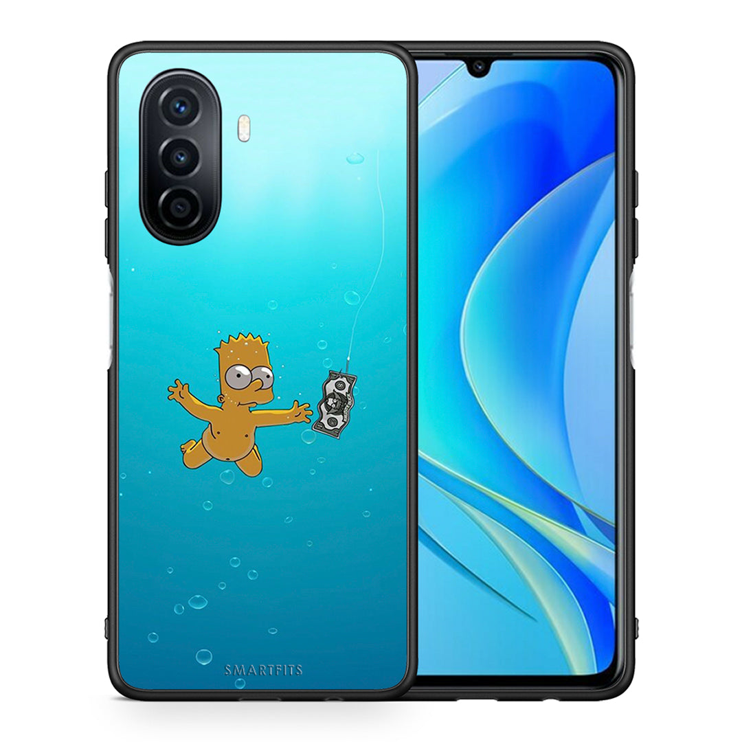 Θήκη Huawei Nova Y70 Chasing Money από τη Smartfits με σχέδιο στο πίσω μέρος και μαύρο περίβλημα | Huawei Nova Y70 Chasing Money case with colorful back and black bezels