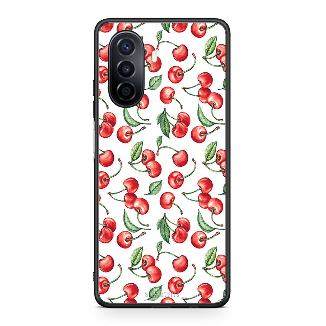 Huawei Nova Y70 Cherry Summer θήκη από τη Smartfits με σχέδιο στο πίσω μέρος και μαύρο περίβλημα | Smartphone case with colorful back and black bezels by Smartfits