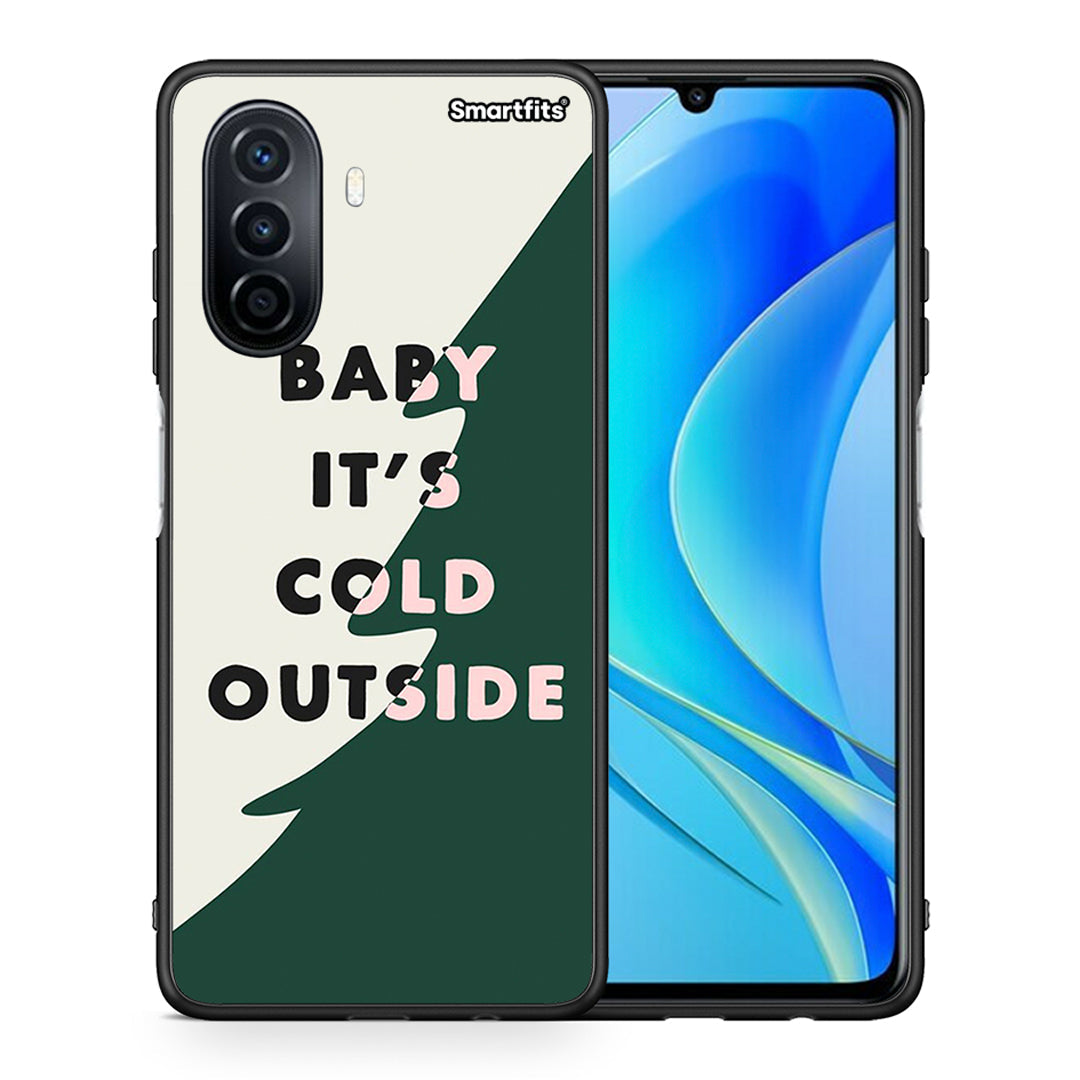 Θήκη Huawei Nova Y70 Cold Outside από τη Smartfits με σχέδιο στο πίσω μέρος και μαύρο περίβλημα | Huawei Nova Y70 Cold Outside case with colorful back and black bezels