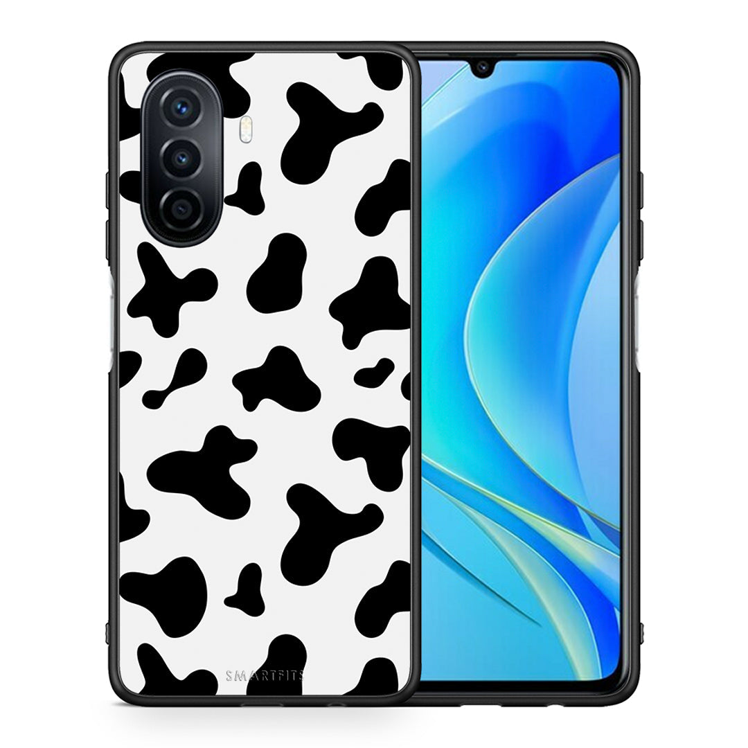 Θήκη Huawei Nova Y70 Cow Print από τη Smartfits με σχέδιο στο πίσω μέρος και μαύρο περίβλημα | Huawei Nova Y70 Cow Print case with colorful back and black bezels