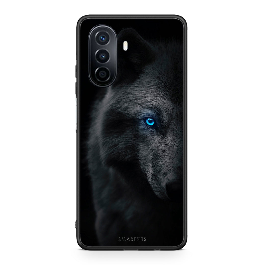 Huawei Nova Y70 Dark Wolf θήκη από τη Smartfits με σχέδιο στο πίσω μέρος και μαύρο περίβλημα | Smartphone case with colorful back and black bezels by Smartfits