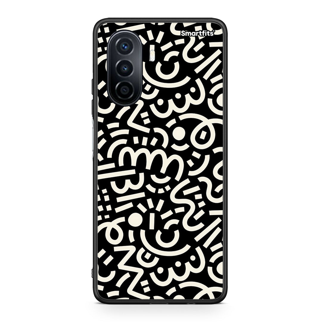 Huawei Nova Y70 Doodle Art θήκη από τη Smartfits με σχέδιο στο πίσω μέρος και μαύρο περίβλημα | Smartphone case with colorful back and black bezels by Smartfits