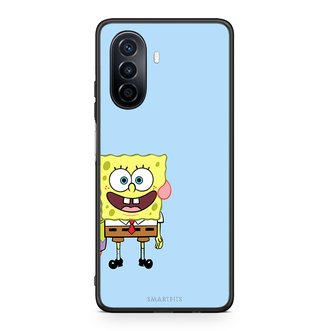 Huawei Nova Y70 Friends Bob θήκη από τη Smartfits με σχέδιο στο πίσω μέρος και μαύρο περίβλημα | Smartphone case with colorful back and black bezels by Smartfits