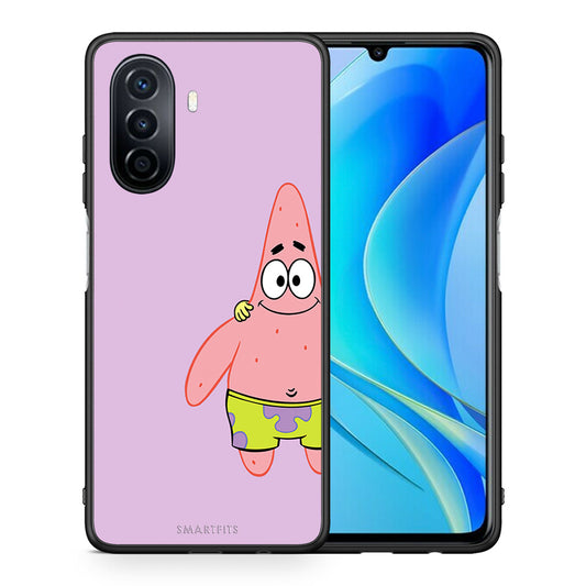 Θήκη Huawei Nova Y70 Friends Patrick από τη Smartfits με σχέδιο στο πίσω μέρος και μαύρο περίβλημα | Huawei Nova Y70 Friends Patrick case with colorful back and black bezels