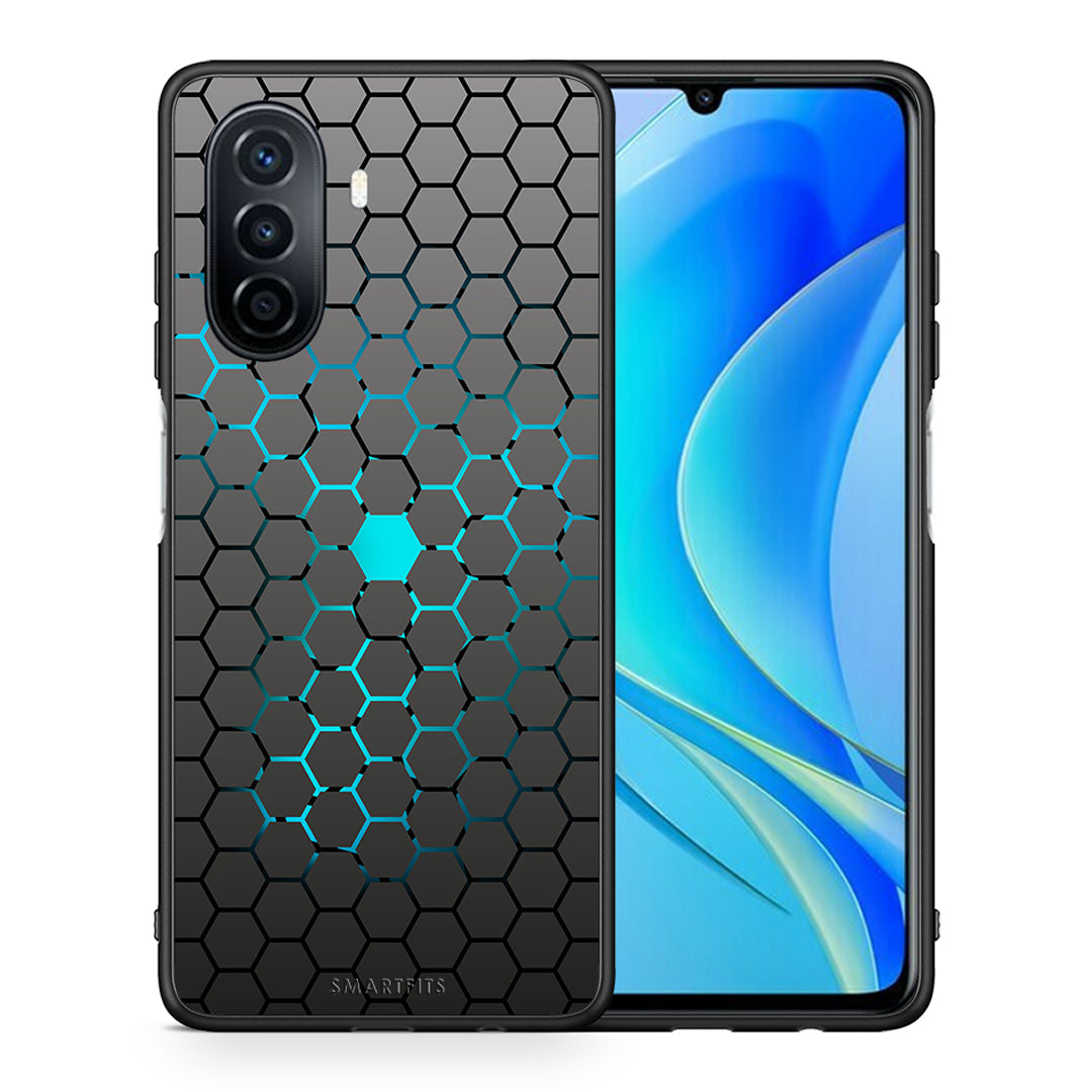 Θήκη Huawei Nova Y70 Hexagonal Geometric από τη Smartfits με σχέδιο στο πίσω μέρος και μαύρο περίβλημα | Huawei Nova Y70 Hexagonal Geometric case with colorful back and black bezels