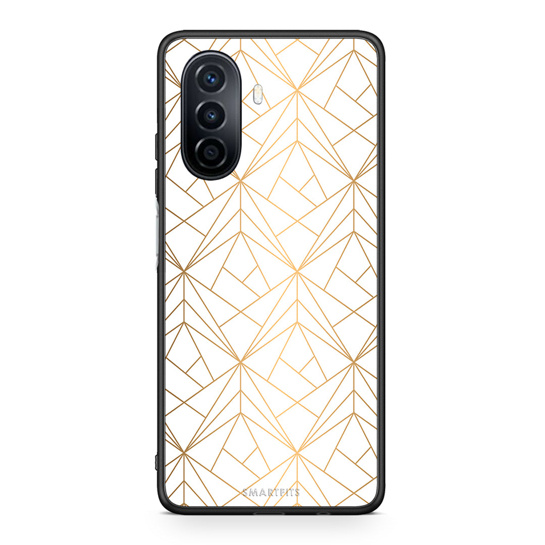111 - Huawei Nova Y70 Luxury White Geometric case, cover, bumper